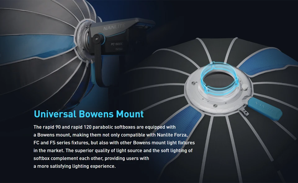 Rapid 90CM 120CM Parabolic Softbox Bowens Mount Quick Installation Photography L