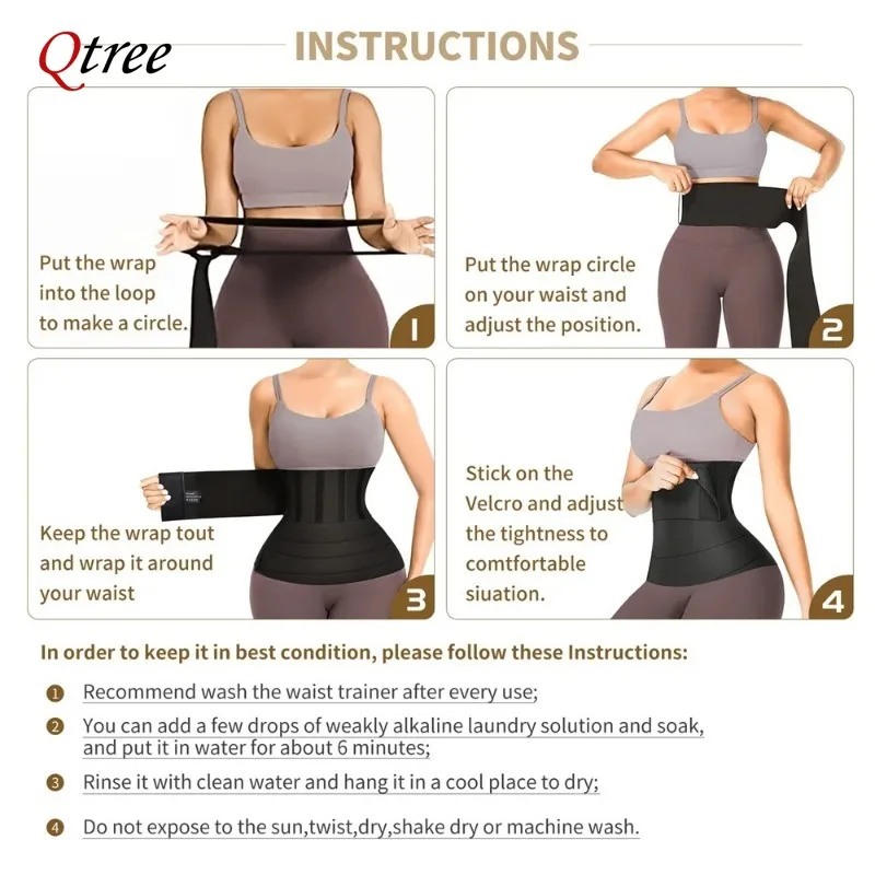 Qtree 3M-6M Waist Trainer Body Shaper Sweat Slimming Belt Shapewear Women Wrapssports And Fitness Abdominal Tightening Strap 4