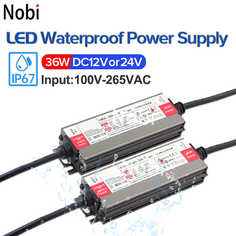 6pcs waterproof lighting transformer AC to DC 12V 24V LED driver power adapter 36W IP6712V power supply 4pcs 2pcs