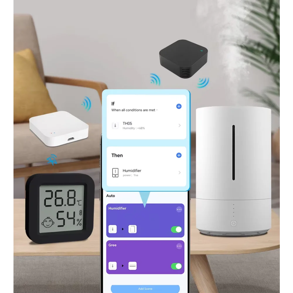 Tuya Smart Home Automation Humidity Temperature Sensor Mini LCD Display Bluetooth-Compatible 5.0 APP for Smart Life Alexa