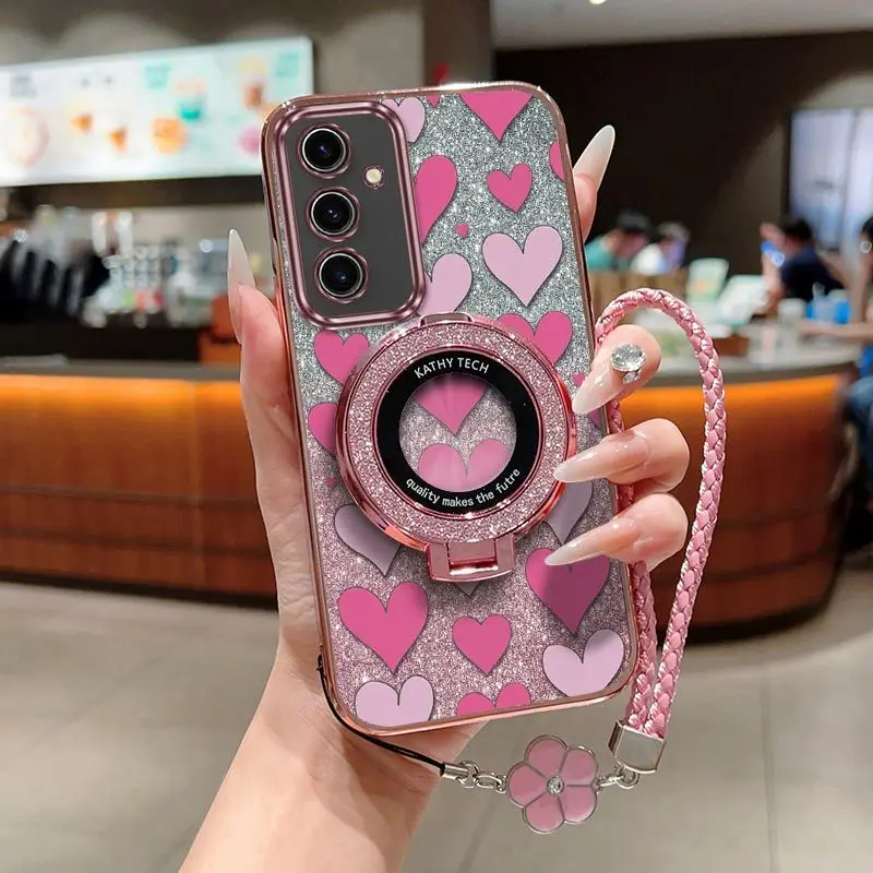 Romantic Love Phone Case Set with Lanyard and Stand - 3-Piece Kit