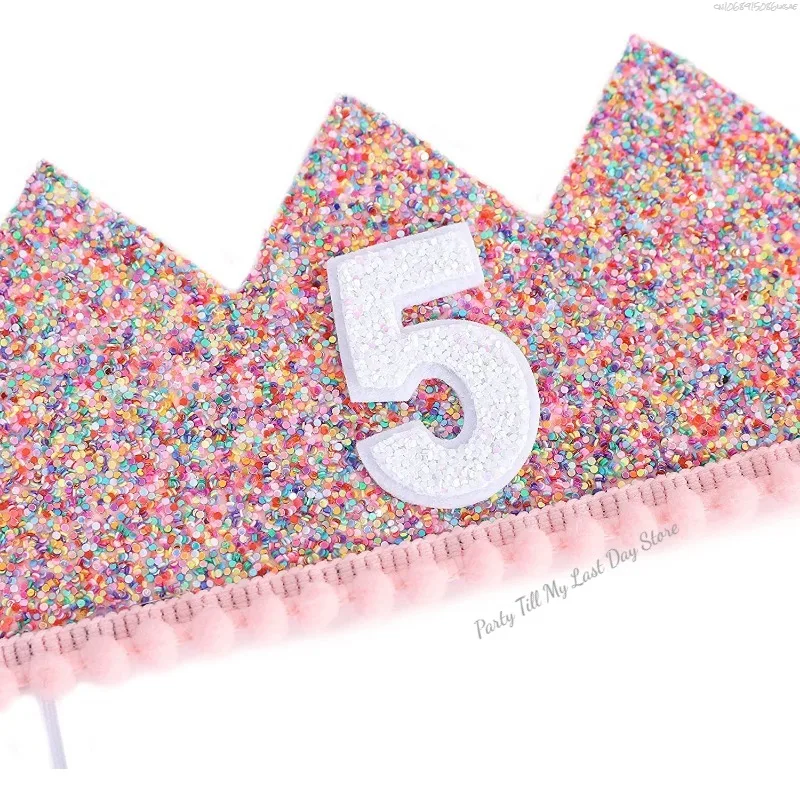 1 Year Old Baby Birthday Party Pink Crown ONE First 1st Color Powder Crown Happy Birthday Party Hat Kids Girl Baby Shower Decor
