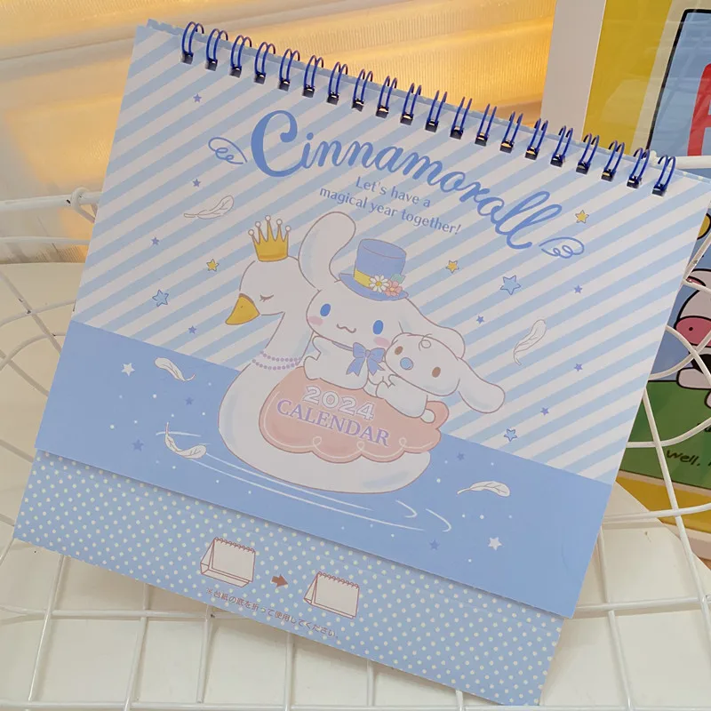 

2024 Sanrio Kawaii Kuromi Cinnamoroll Table Calendar Cute Cartoon Anime My Melody Decoration Calendar Memo Stickers Gift for Kid
