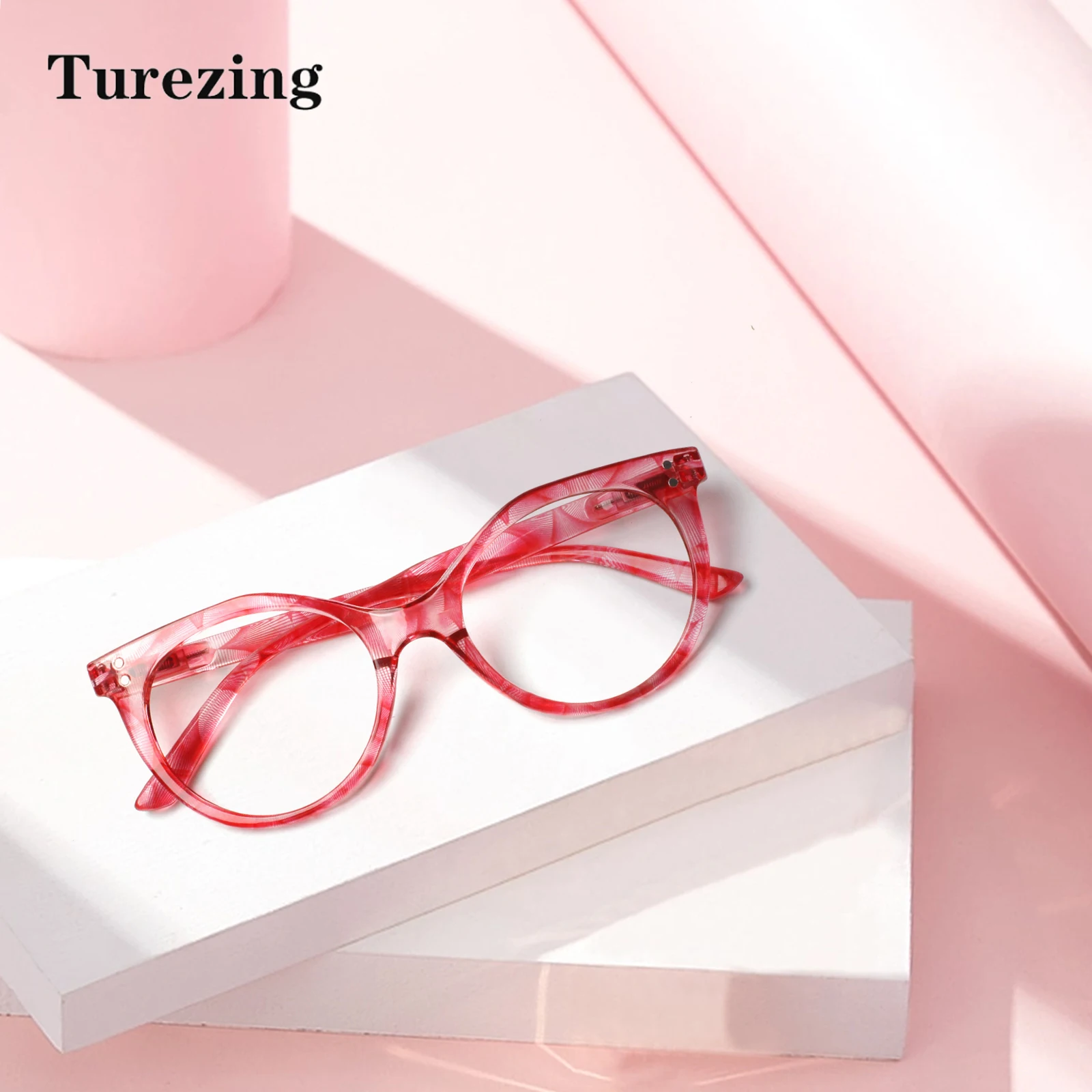 High-Quality Anti-Blue Light Reading Glasses for Women Round Frames Fashion Printed Patterns Ultralight Prescription Glasses