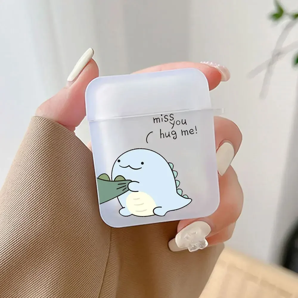 Charming Dinosaur Couple TPU Case - Adorable Earbud Accessory Skin
