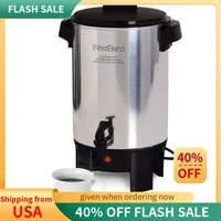 QWWest Bend 58030 Commercial Coffee Urn and Beverage Dispenser with Automatic Temperature Control,30 Cup,Polished Aluminum,Silve 1
