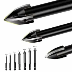 Versatile Hex Tile and Glass Hole Opener Drill Bit Set - Premium Alloy Triangle Design for Ceramic, Concrete, Glass