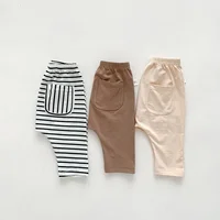 Baby Simple Solid Leggings Girls All-match Striped Skinny Pants Kids Cotton Elasticity Slim Pants Newborn Boy Stretch Trousers 1