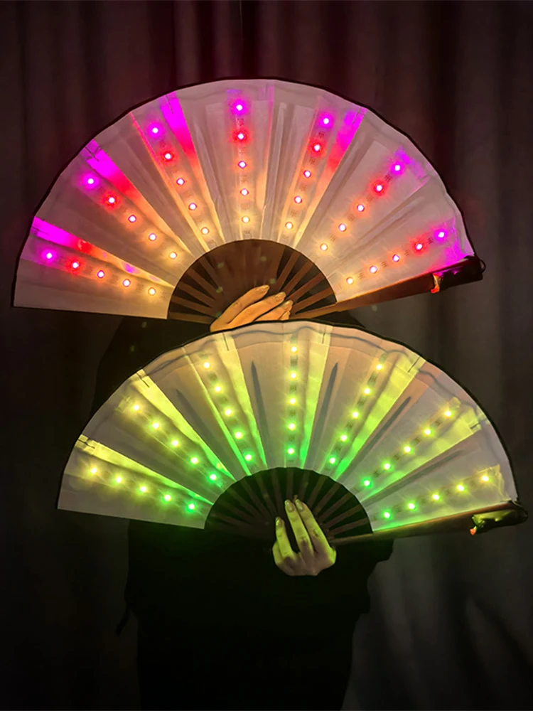 Glow Folding Led Fan Dancing Light Wedding Halloween Christmas Festival Accessories Built-in Battery In The Dark Party Supplies