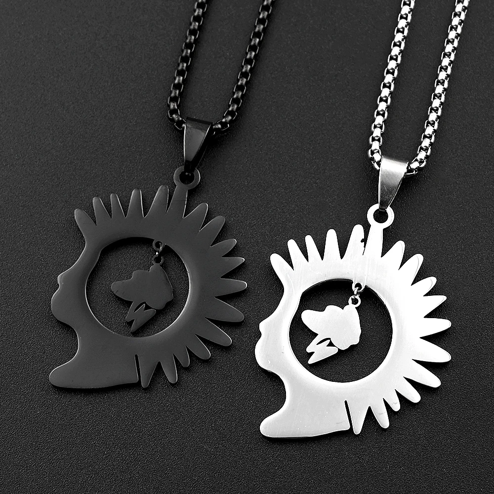 Herren Old Punk Stachelhaar-Mohawk-Halskette aus Edelstahl, Brainstorming Mohican Hahnenkamm Kunst Party Halskette Schmuck
