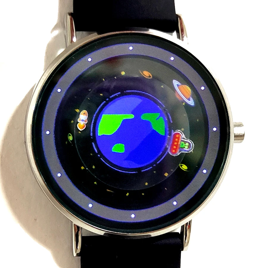 Quartz Watch Creative Content Watches UFO Design Rocket Around Earth Watch with Silicone Strap