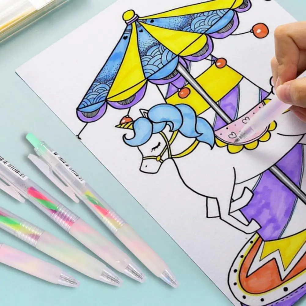 Penne Gel A Punta Sottile Penne Gel Glitterate Penne Gel Sfumate Arcobaleno Vibranti Scrittura Liscia Per Colorare Scrapbooking Doodle Painting