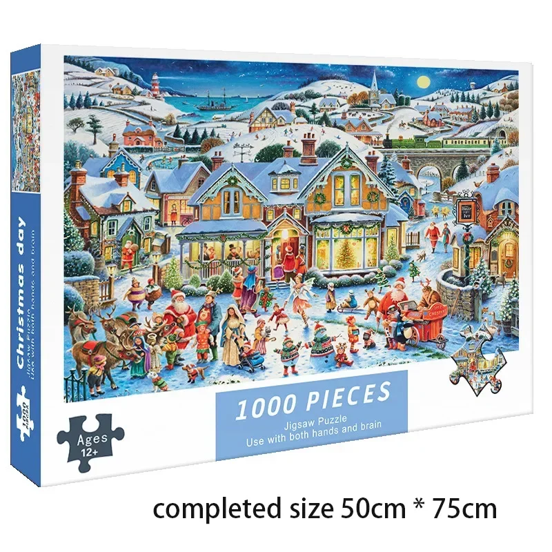 1000pcs Christmas Puzzle Santa Claus Paper DIY Educational Game Difficult Assemble Jigsaw Adult Children New Year Xmas Toys Gift 6