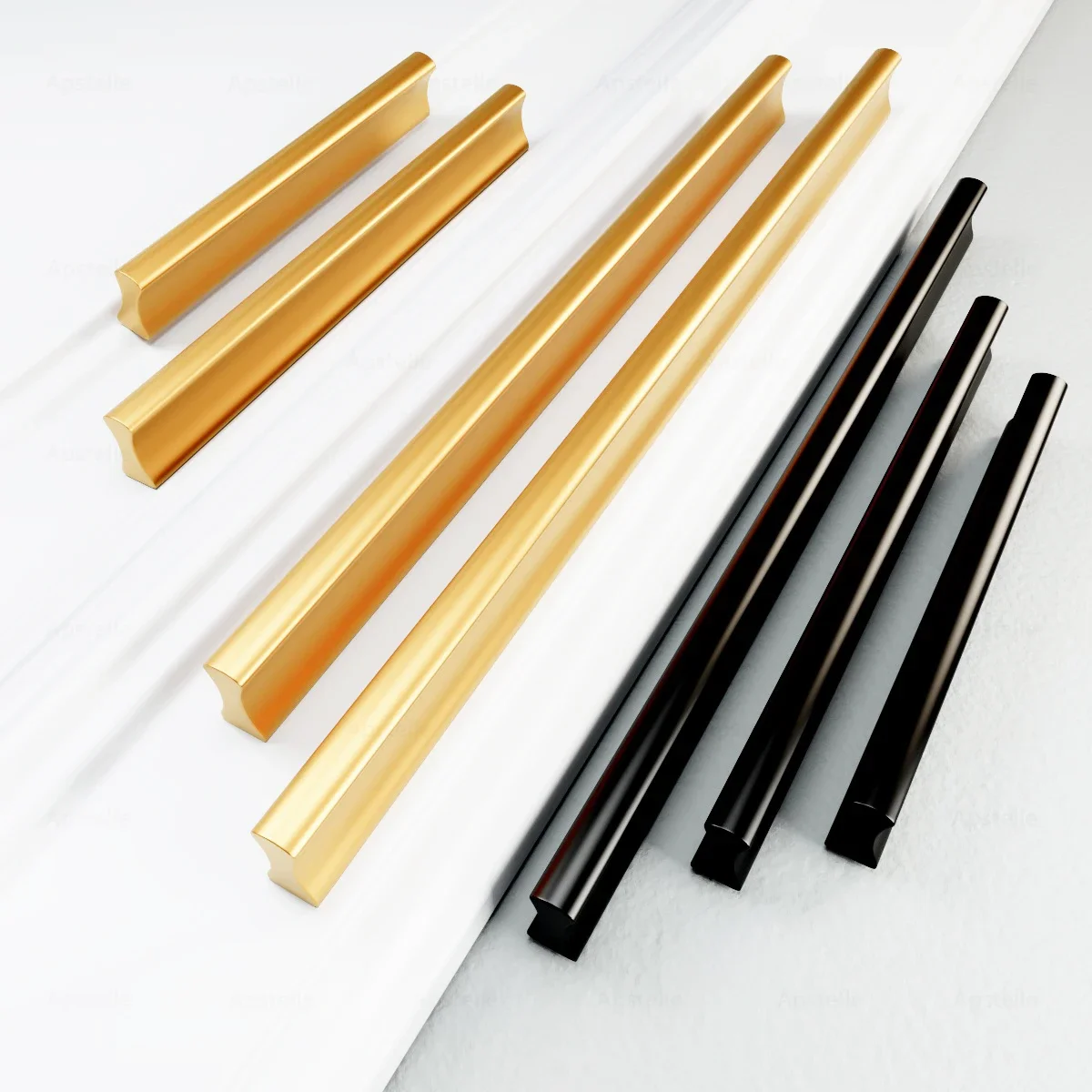 Description Picture 3 of item32-800mm Hardware  Long Knob Modern Silver Black Gold Furniture Door Handle Zinc Alloy Cupboard Drawer Kitchen Cabinet Pull