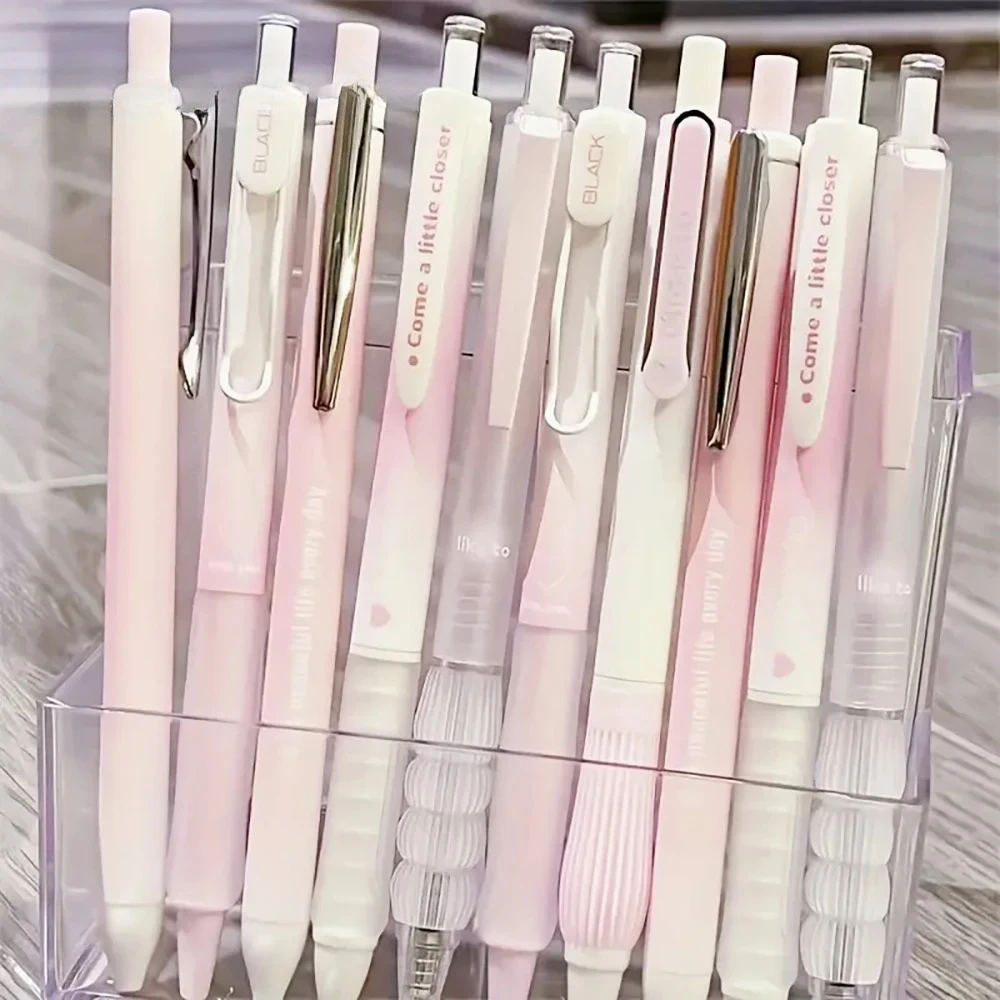 5PCS Chic Pink Blush Retractable Gel Pens, 0.5mm Fine Point Black Ink, Smooth Writing for Daily Office & School Supplies - 2