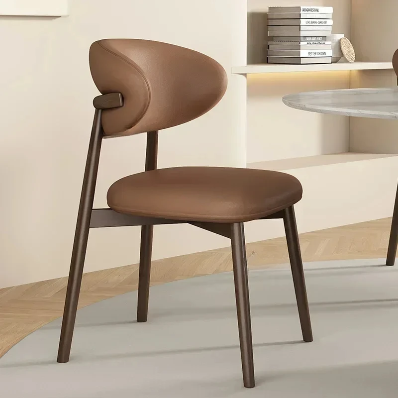 Patio Accent Dining Chair Kitchen Wooden Furniture Modern Retro Nordic PU Leather Restaurant Italian Furniture Kitchen Luxury 5