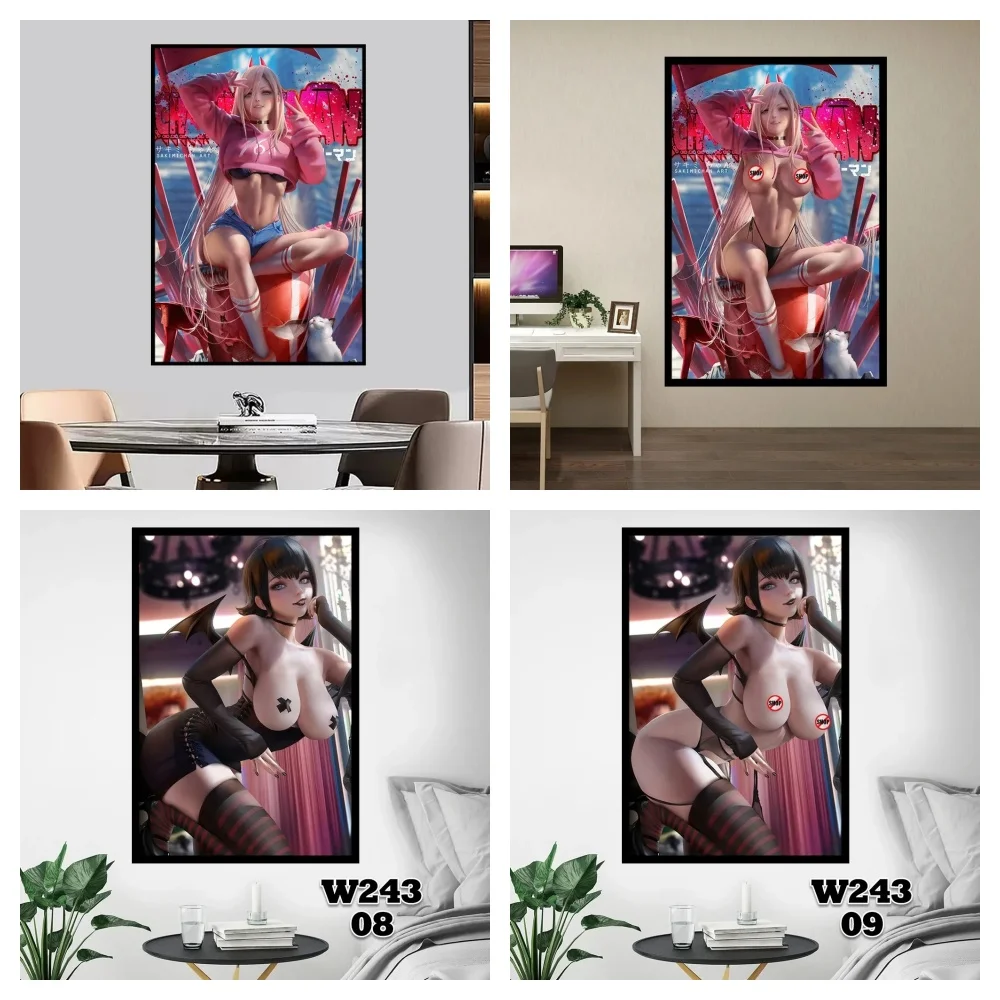 Sakimichan анимационный целлулоидный постер Makima Power Mavis сексуальный HD большой настенный художественный декоративный р...