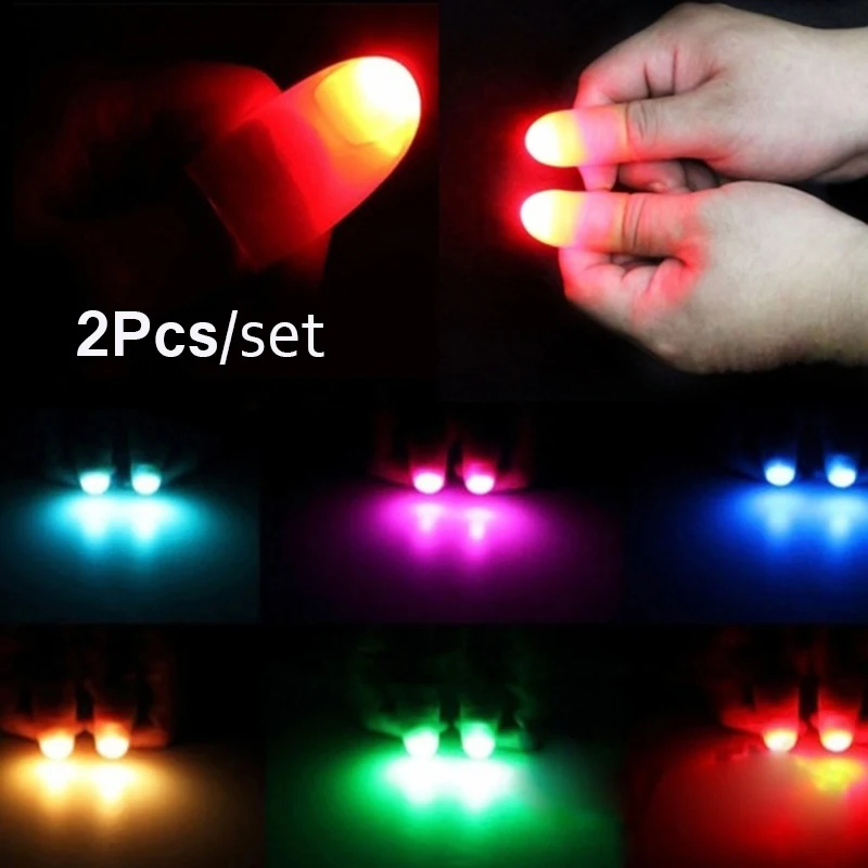 JTMM 6 Luces LED Rojas Para Dedos Pulgar - 3 Pares Para Magia Y Fiestas