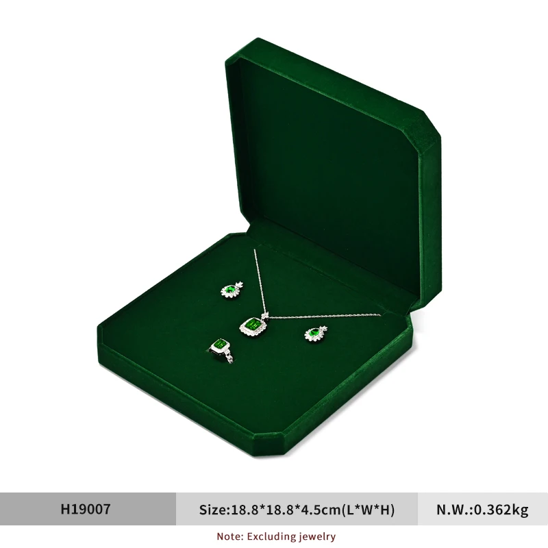 Luxurious Gemstone Green Velvet Jewelry Box Set – High-Quality Organizer for Rings, Earrings, Bracelets, and Necklaces