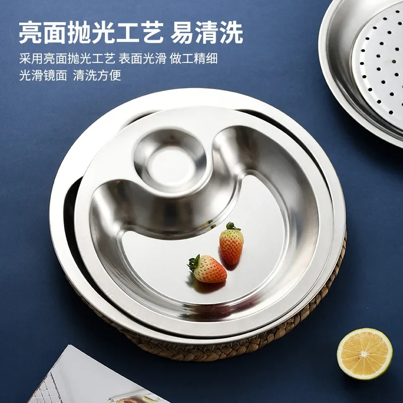 Thickened Non-magnetic Stainless Steel Dumpling Plate Double-layer with Vinegar Plate Draining Dumpling Household