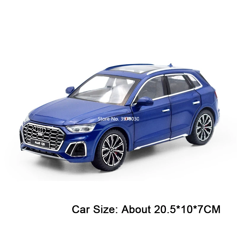 Audi Q5 Die-Cast Toy Car with Light and Sound - 1:24 Scale Model, Six Opening Doors, Pull-Back Feature
