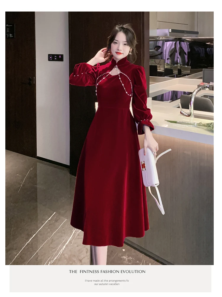 Red Velvet Dress Women Luxury Chic Wedding Dress Korean Vintage Party Dresses | eBay Red Velvet Dress Women Luxury Chic Wedding Dress Korean Vintage Party Dresses | eBay