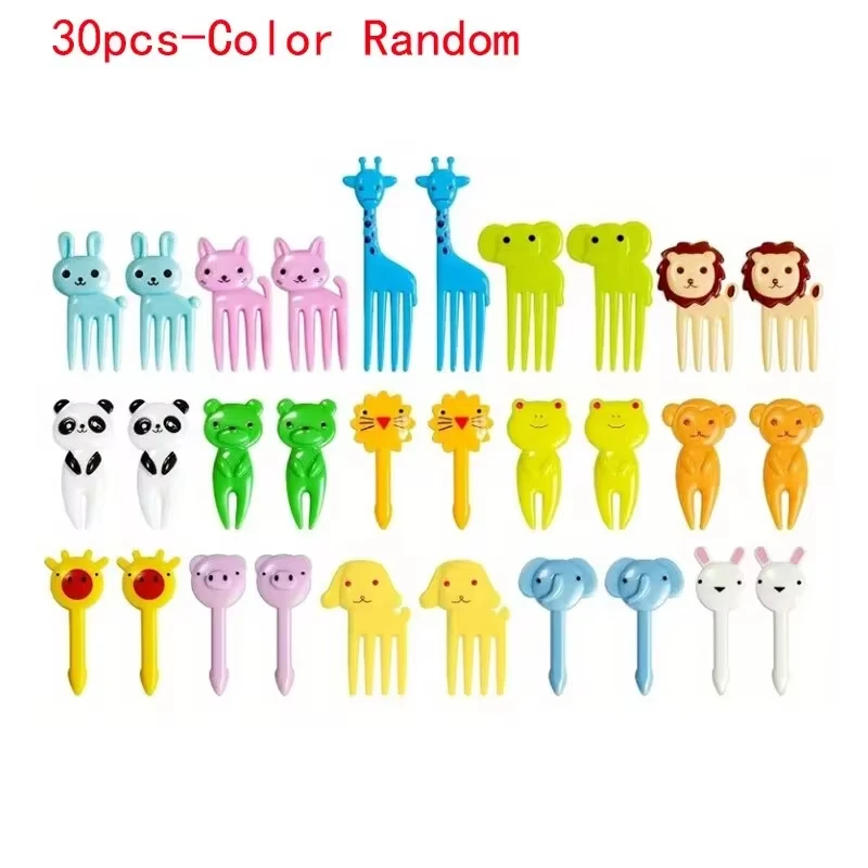 Food Toothpicks 30Pcs Animal Food Selection Reusable Cute and Fun Cartoon Animal Fruit Food Toothpicks Fruit Salad Forks Bento Box Accessorie