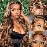 30 pouces couleur mettre en évidence perruques de cheveux humains brésilien vague de corps avant de lacet perruques pour les femmes 13x4 13x6 Hd Transparent vague lâche perruque 3