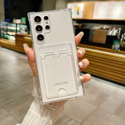 Slide Card Slot Full Clear Soft TPU Airbag Anti - Knock Phone Case for Galaxy S25 FE (Transparent)