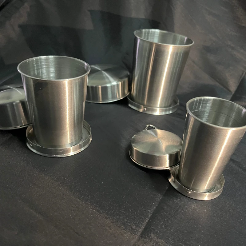 Portable Stainless Steel Foldable 75ml/150ml/250ml Outdoor Travel Collapsible Coffee Mug Telescopic Hiking Camping Water Cup, stainless steel cups,folding cup