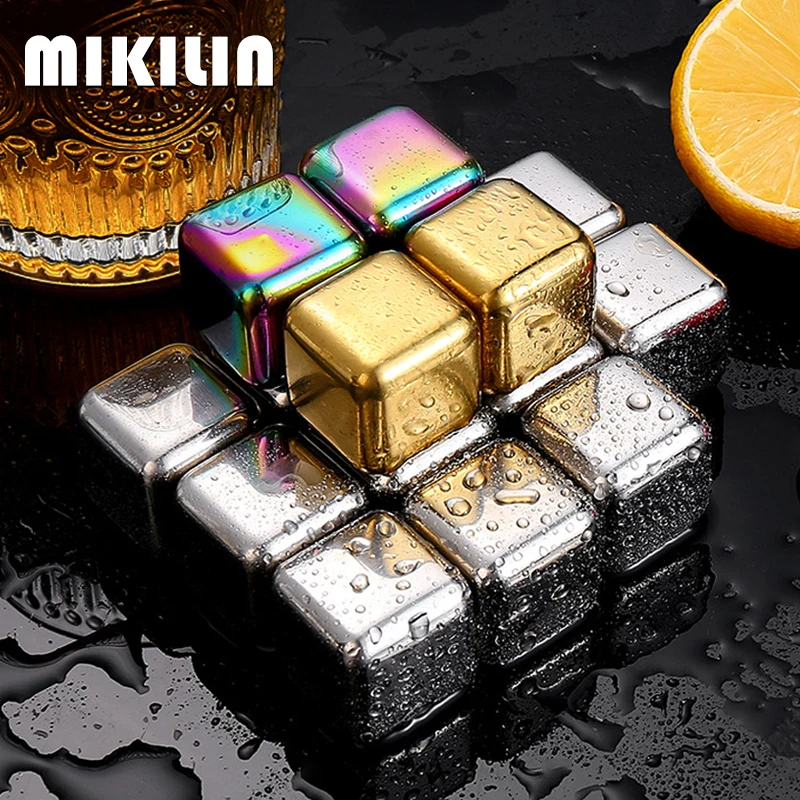Reusable Stainless Steel Ice Cubes Set Whisky Cooler Chilling Stones Beer Wine Cooling Metal Ice Cubes Bar Accessories Tool