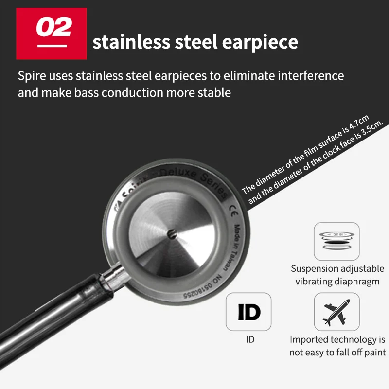 Spirit Medical Stethoscope for Doctors Teaching Stethoscope Universal Double-sided Extended Health Care