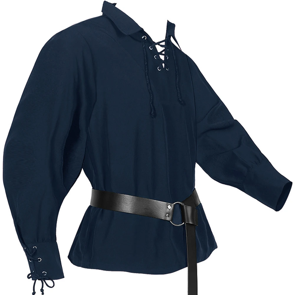 Men Medieval Renaissance Pirate Shirt Long Sleeve T-Shirt