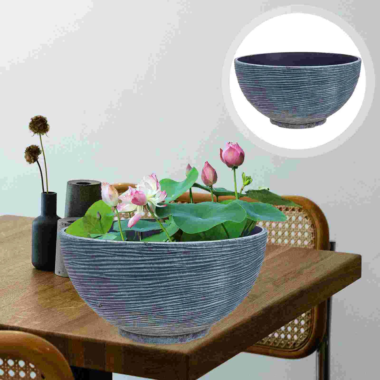 

Ceramic Vase Imitation Stone Water Lily Pot Garden Flower Narcissus Flowerpot Glass Decorative Gardening Plastic Office