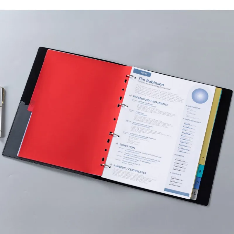 A4 Plastic Binder Index Dividers Classification Paging Separation Color Paper Print 10/12/21 Pages File Folder Accessories notebook binder divider