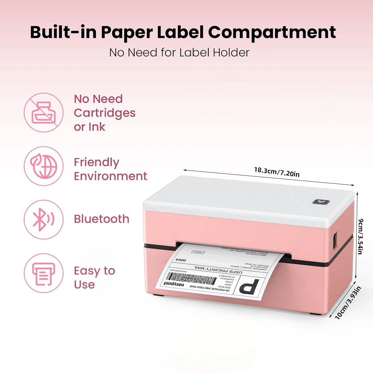 Marklife Thermal Label Printer Marker D200 Bluetooth Shipping Inkless Sticker Printer Compatible with iPhone Android Mac Window