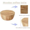 Round Coffee Table, 29.52IN Wooden Coffee Table, Reversible Round Table, Vintage Round Coffee Table Suitable for Bedroom 3