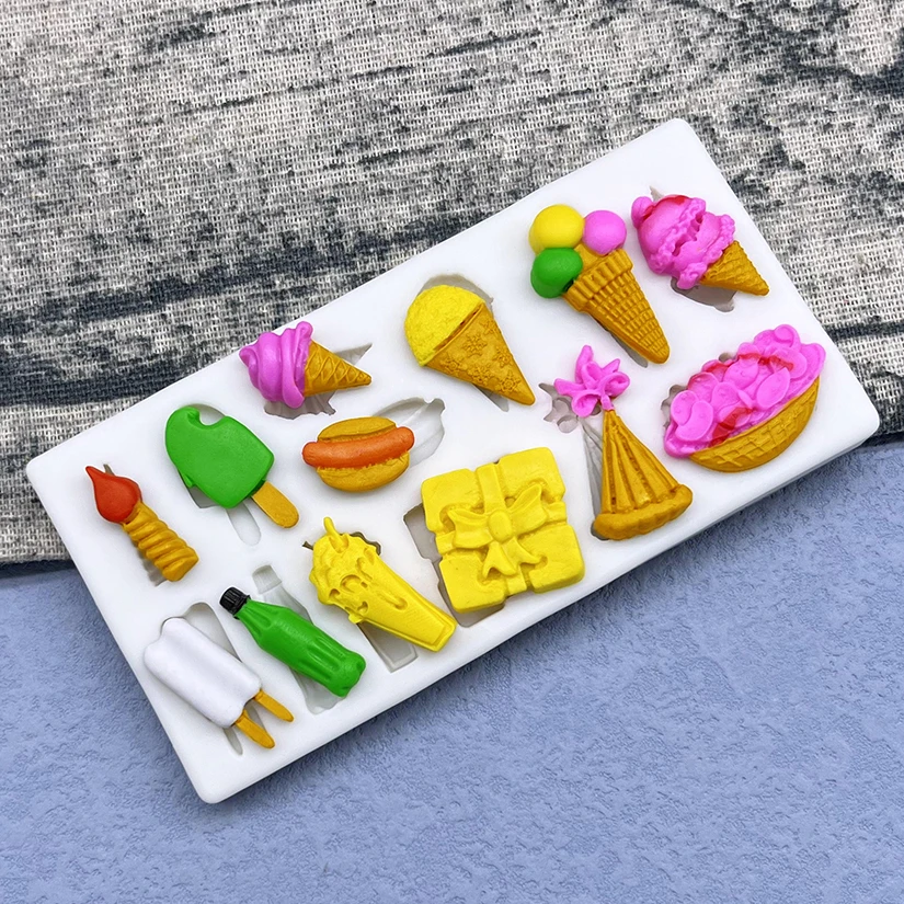 Description Picture 5 of itemIIce Cream Cones Soda Water Shape Silicone Sugarcraft Mold Chocolate Candy Fondant Cake Decorating Tools