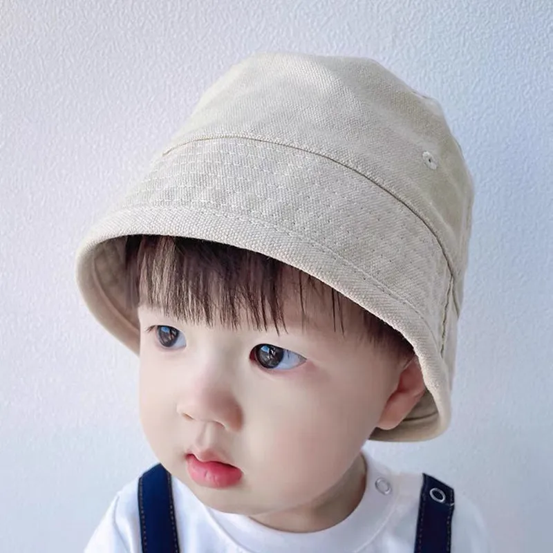 Korean Kids Bucket Hat Solid Color Baby Boys Girls Fisherman Cap