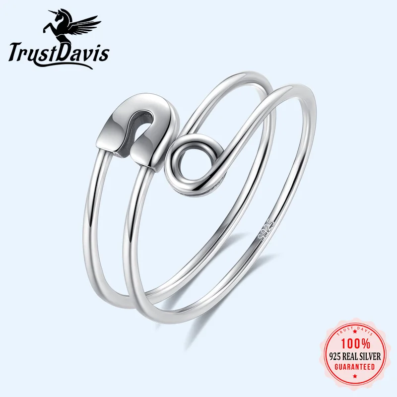925 Sterling Silver Rings retro personality paper clip Opening Rings For Women Wedding Party Fine Jewelry DA2587