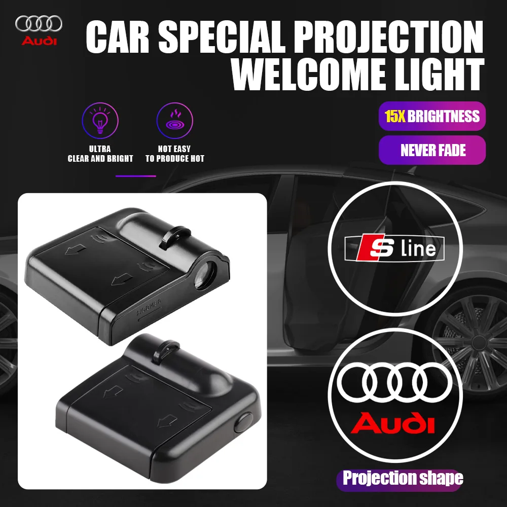 2Pcs Car Door Logo Welcome Lamp Proiettore Wireless Light Decorazione Automatica Per Audi Sline A4 B8 B6 B9 B7 A3 8V 8L A6 C6 C5 Q5 A5