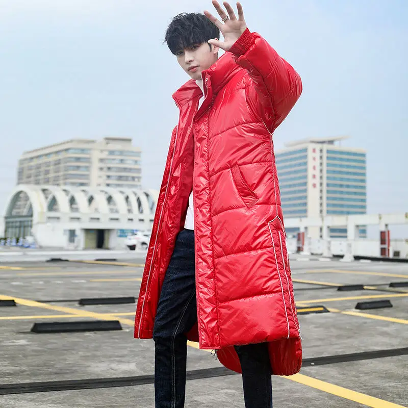 Winter Jackets for Men Men's Down Jacket Bright Face Parkas Warm. Puffer Jacket  Goose Jacket Hooded Loose Long Coat