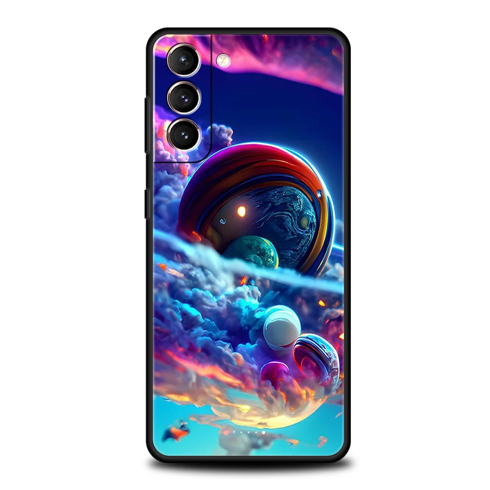 Galaxy Stars Silicone Phone Case - Beautiful Planet Design