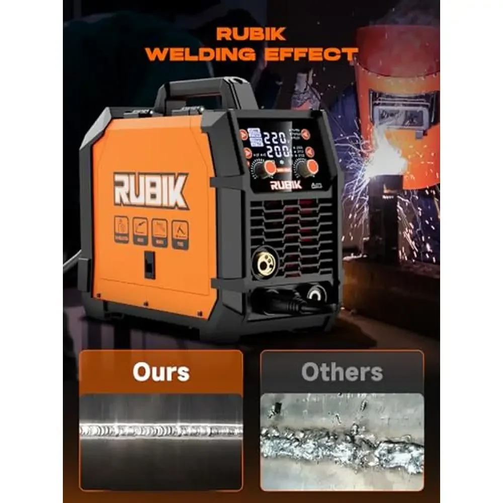 200A Dual Voltage IGBT Inverter MIG Welder 5-in-1 Flux Core Gas Gasless MMA STICK TIG SYN LCD Overheat Overcurrent Protections 6