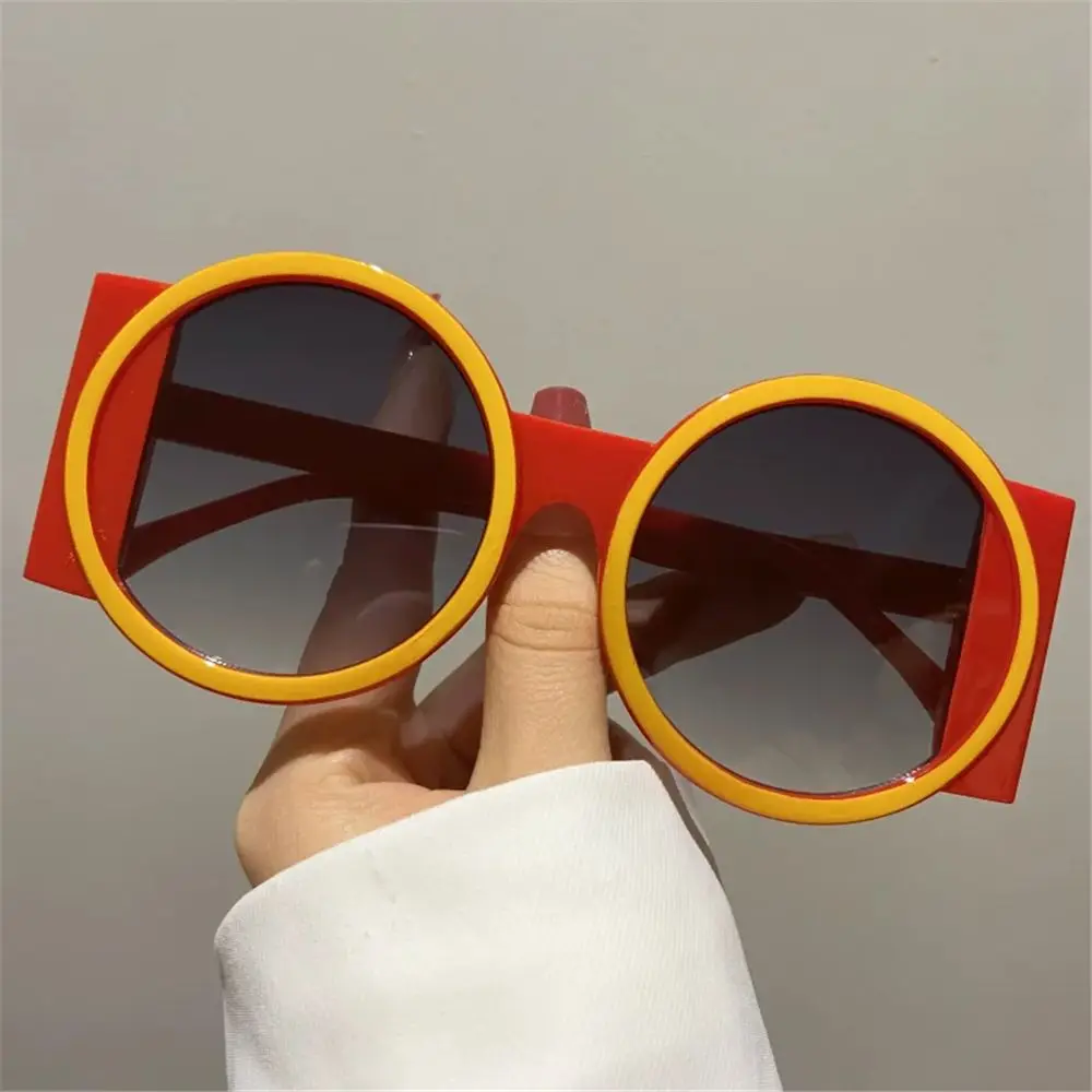 Mode übergroße runde Sonnenbrille Frauen Kontrast farbe Farben uv400 Retro einzigartige Männer Trend Gradient Radfahren Sonnenbrille – Detail 11