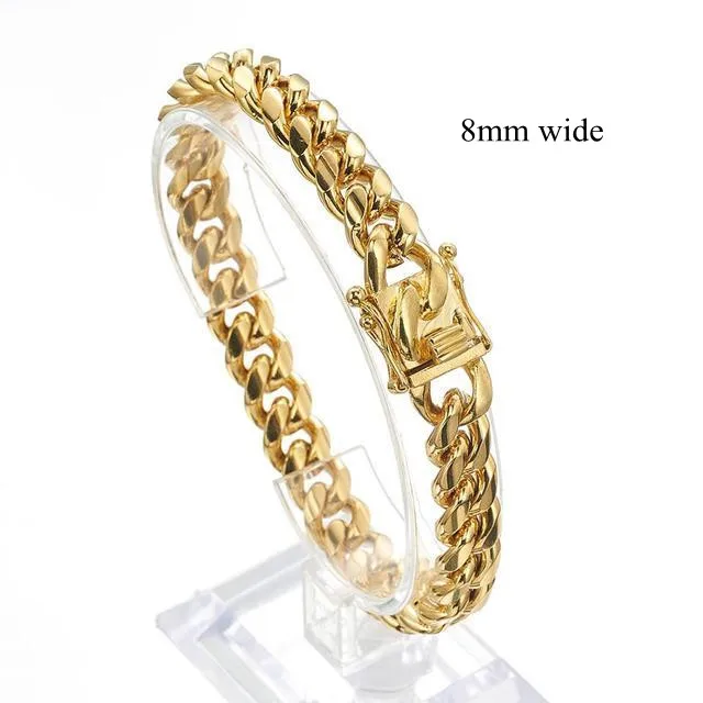 Elegant Gold/Rose Gold Stainless Steel Cuban Link Bracelet