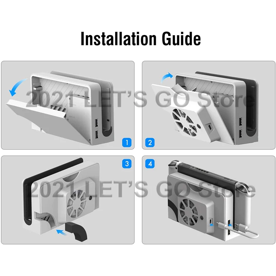 Nintendo Switch用の外部冷却ファン,青のライト,Nintendo Switch用の