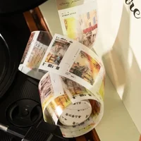 1Roll 2M Tape PET Vintage Handbook DIY Decoration Loop Stickers Tapes Diary Scrapbook cut 40mm*2m Age Gramophone Series 1