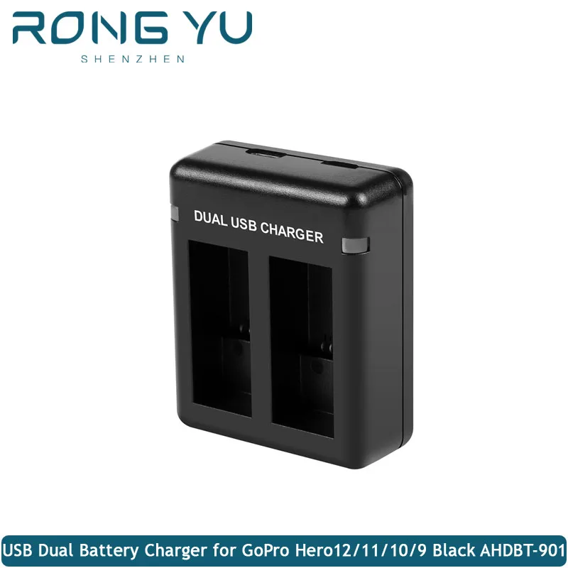 

USB Dual Battery Charger for GoPro Hero 12 Hero 11 Hero 10 Hero 9 Black Action Camera For AHDBT-901 Batteries