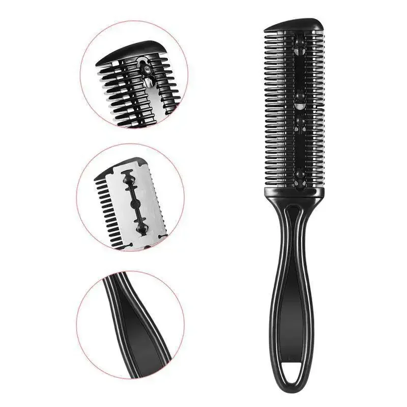Hair Cutting Comb Hair Brushes With Razor Blades Trimmer Cutting Thinning Tool Professional Styling